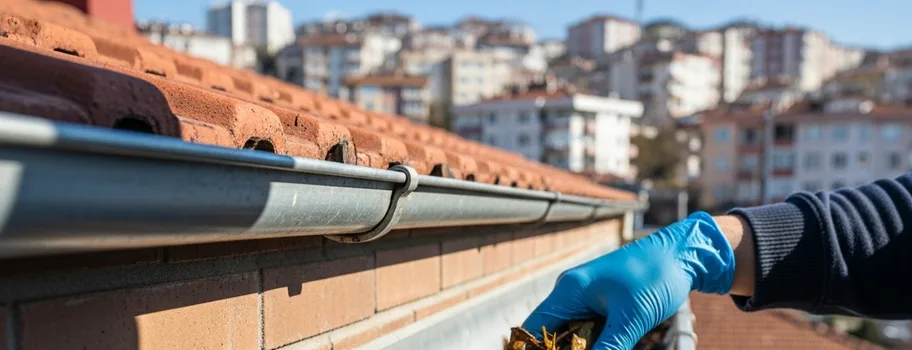 Çatı yağmur oluklarının profesyonel ekipmanla temizlenmesi