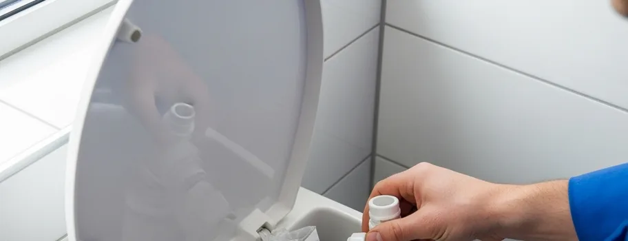 Klozet rezervuar iç mekanizmasının değişimi sırasında profesyonel müdahale