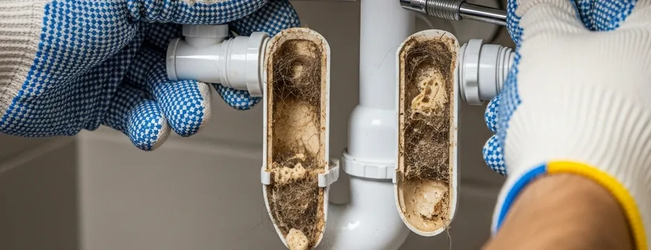 Lavabo P tipi sifonun sökümü ve içindeki birikimin temizlenmesi