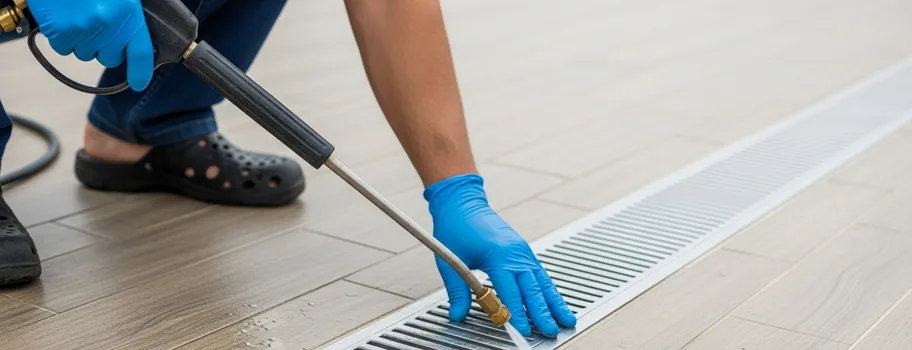 Özdere yazlık sitede havuz çevresi tahliye süzgeci kontrolü
